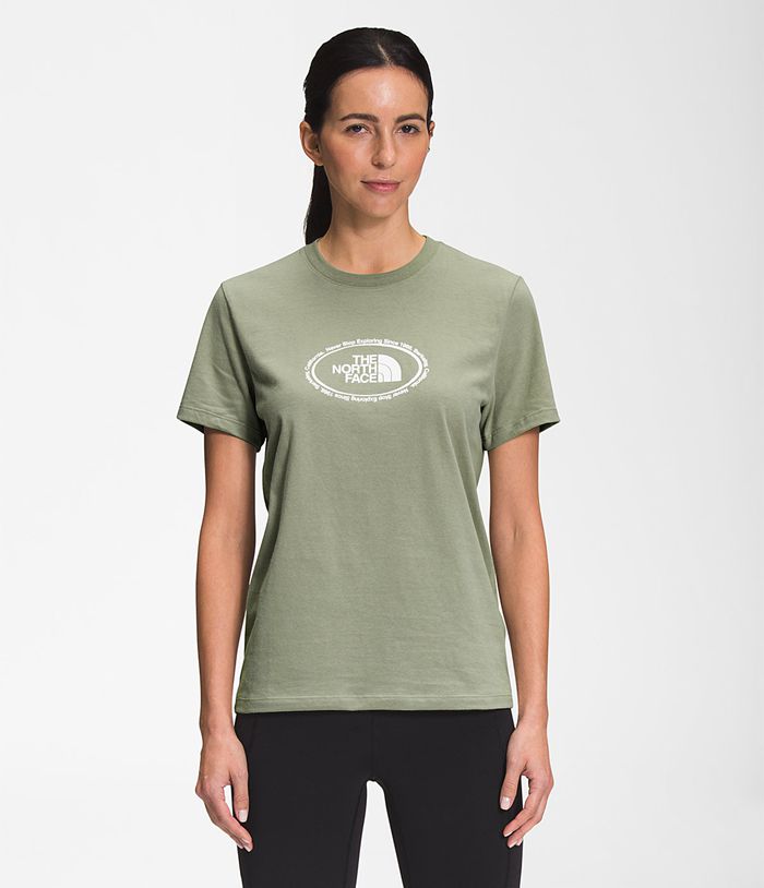 The North Face T-Shirts Dames Korte Mouw Graphic XKYA93268 - Groen